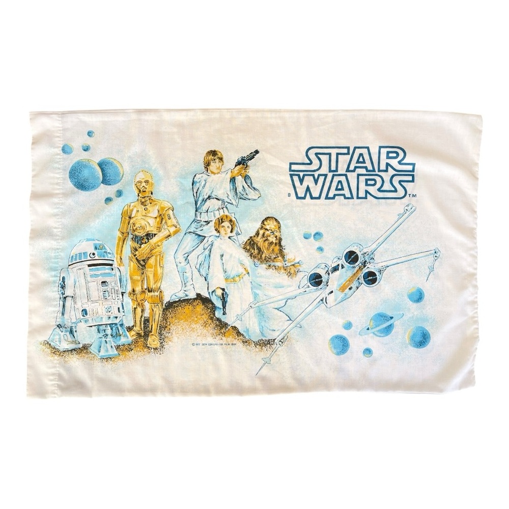 Vintage Star Wars Pillow Case Standard 1977 Muslin Luke R2D2 Leia - Picture 4 of 7